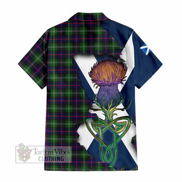 Sutherland Tartan Family Crest Hawaiian Shirt Scottish Thistle Celtic Inspired