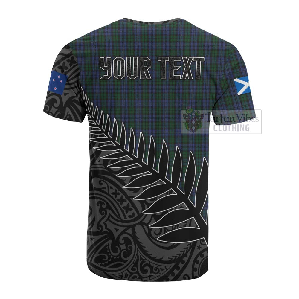 Tartan Vibes Clothing Sutherland Crest Tartan Cotton T-shirt with New Zealand Silver Fern Half Style
