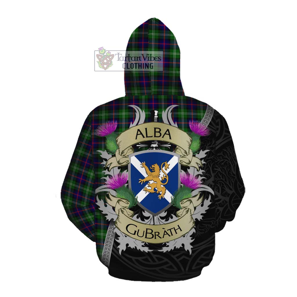 Tartan Vibes Clothing Sutherland Tartan Family Crest Cotton Hoodie Lion Rampant Royal Thistle Shield Celtic Inspired