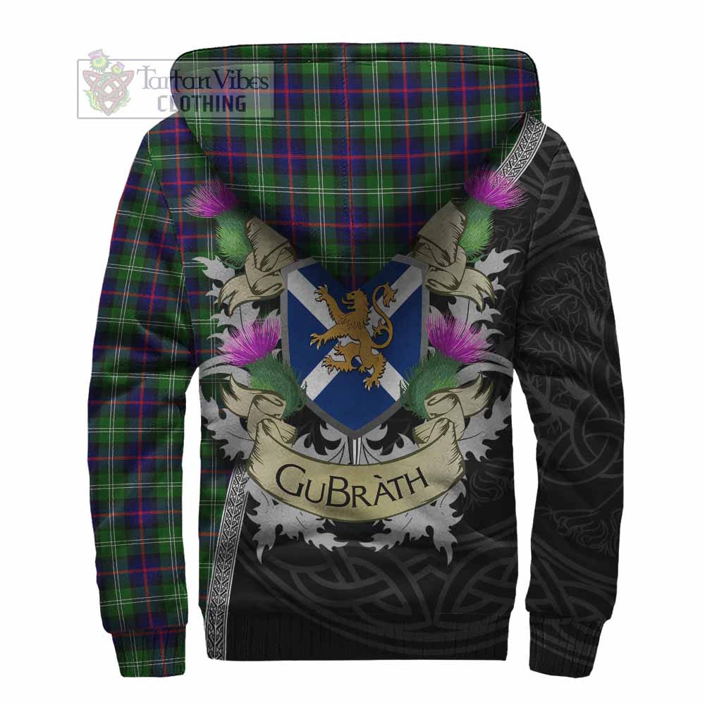 Tartan Vibes Clothing Sutherland Tartan Family Crest Sherpa Hoodie Lion Rampant Royal Thistle Shield Celtic Inspired