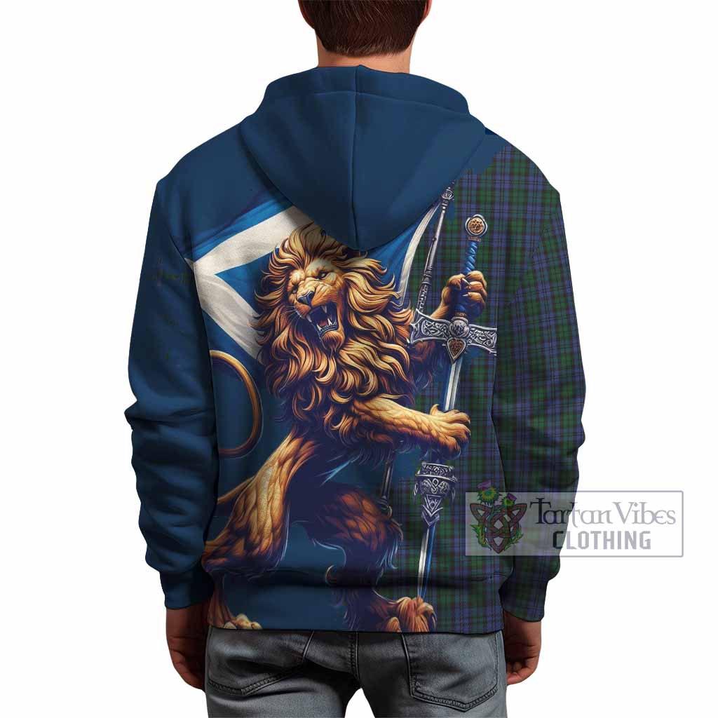 Sutherland Tartan Family Crest Hoodie with Scottish Majestic Lion - Tartan Vibes Clothing