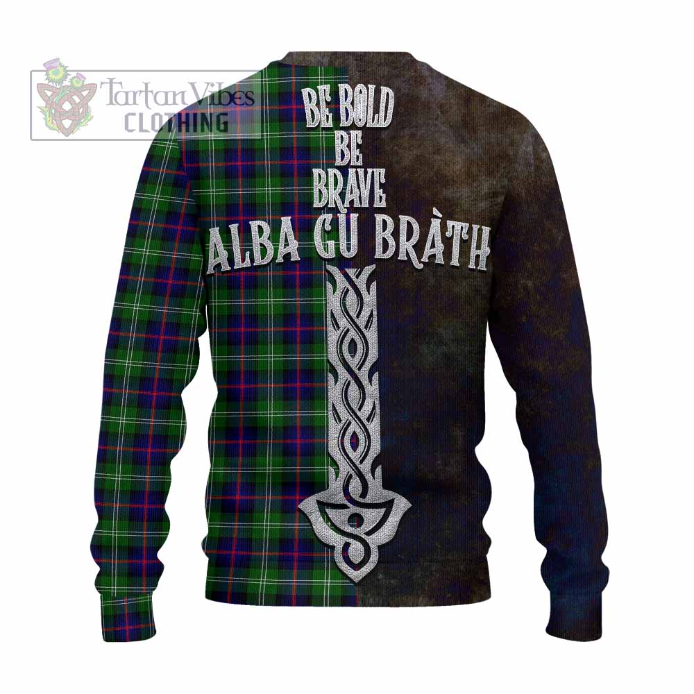 Tartan Vibes Clothing Sutherland Tartan Family Crest Knitted Sweater Alba Gu Brath Be Brave Lion Ancient Style
