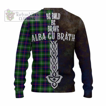 Sutherland Tartan Family Crest Knitted Sweater Alba Gu Brath Be Brave Lion Ancient Style