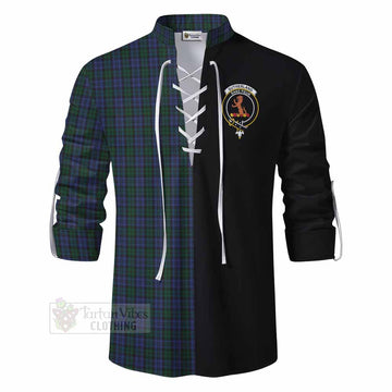 Sutherland Tartan Ghillie Kilt Shirt with Family Crest and Half Of Me Style