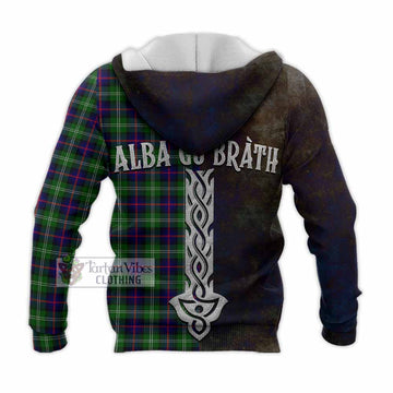 Sutherland Tartan Family Crest Knitted Hoodie Alba Gu Brath Be Brave Lion Ancient Style