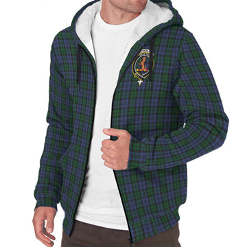 Sutherland Tartan Sherpa Hoodie with Family Crest