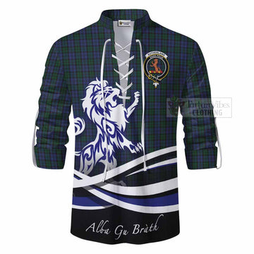 Sutherland Tartan Ghillie Kilt Shirt with Alba Gu Brath Regal Lion Emblem