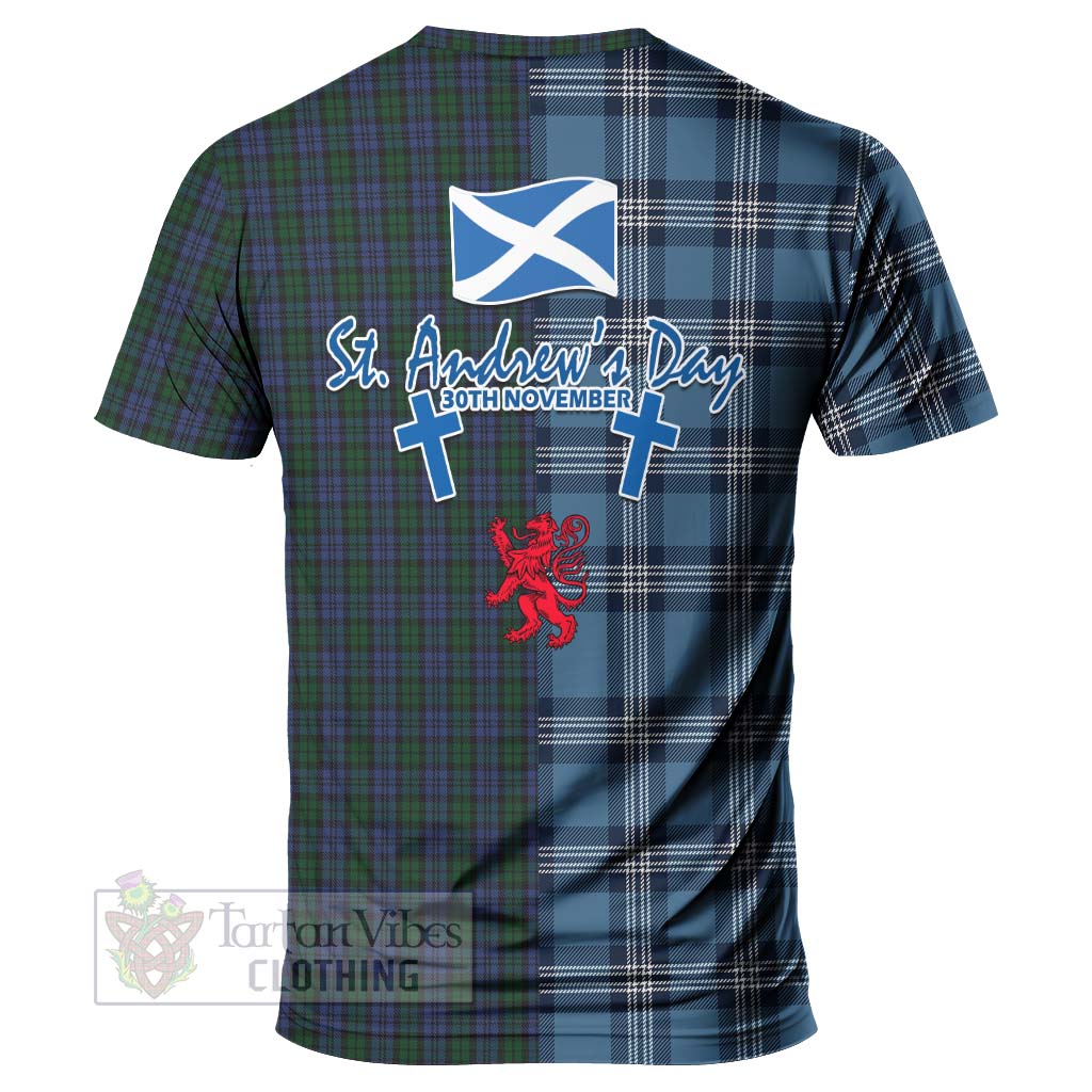 Tartan Vibes Clothing Sutherland Tartan T-Shirt Happy St. Andrew's Day Half Tartan Style