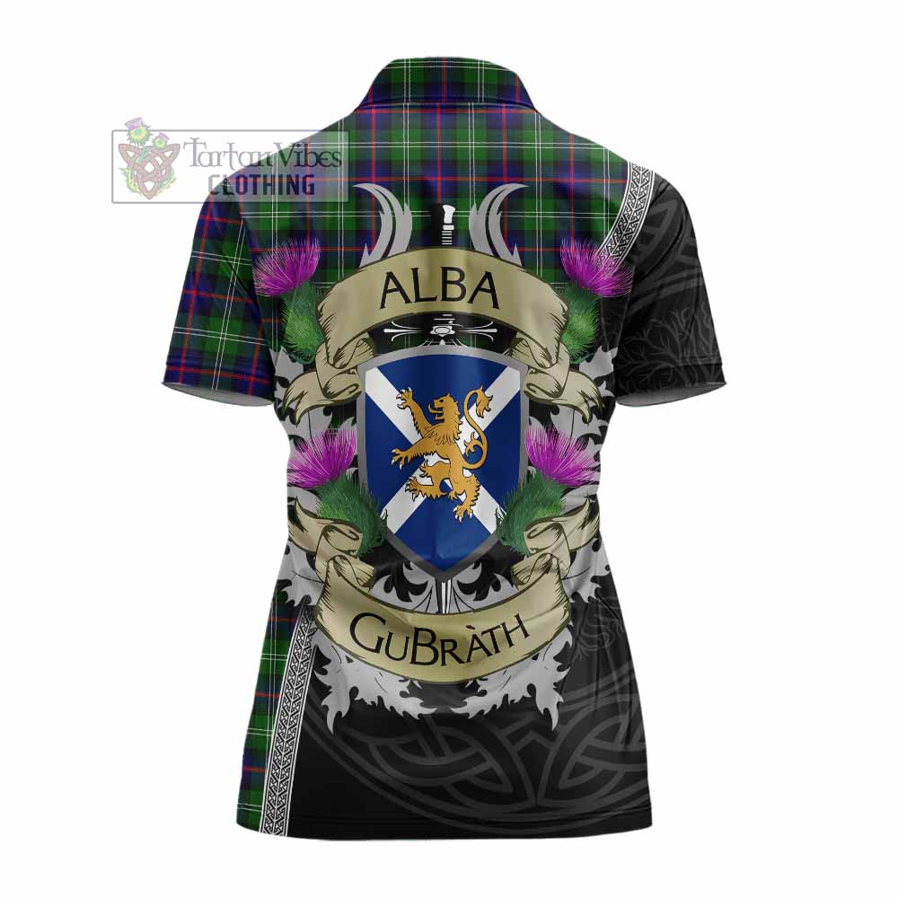 Tartan Vibes Clothing Sutherland Tartan Family Crest Women's Polo Shirt Lion Rampant Royal Thistle Shield Celtic Inspired