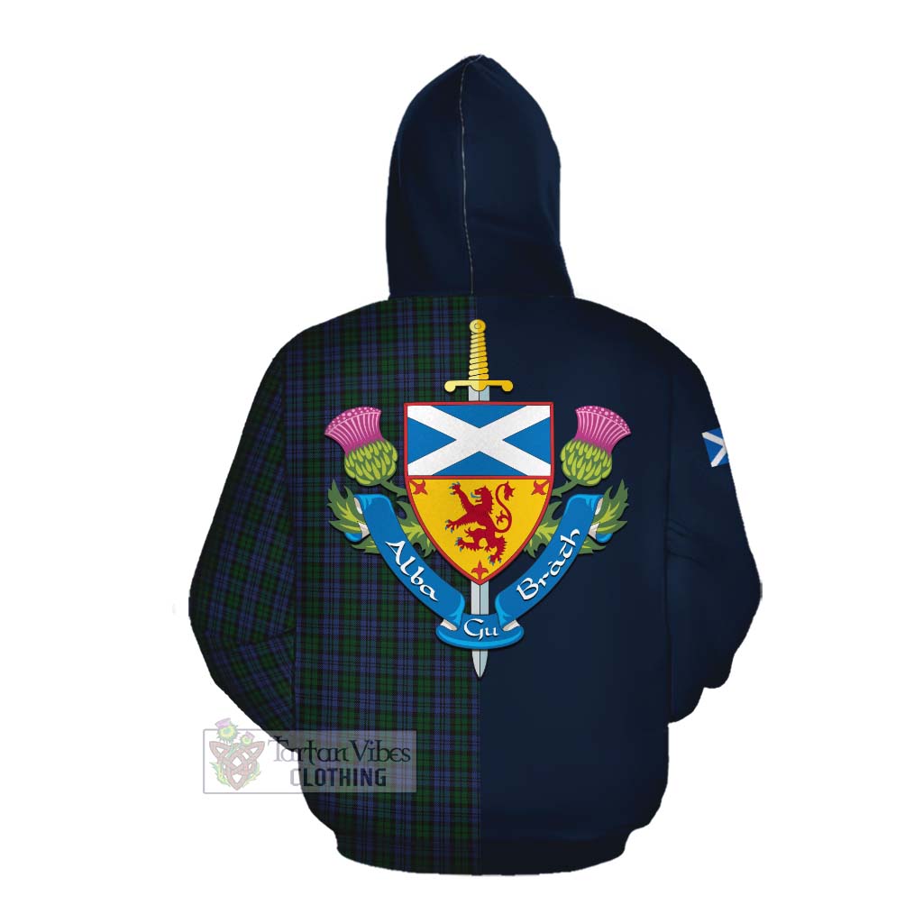 Sutherland Tartan Cotton Hoodie Alba with Scottish Lion Royal Arm Half Style Pullover Hoodie - Tartan Vibes Clothing