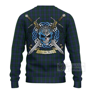 Sutherland Tartan Ugly Sweater with Family Crest Celtic Skull Style