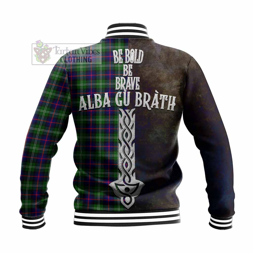 Tartan Vibes Clothing Sutherland Tartan Family Crest Baseball Jacket Alba Gu Brath Be Brave Lion Ancient Style