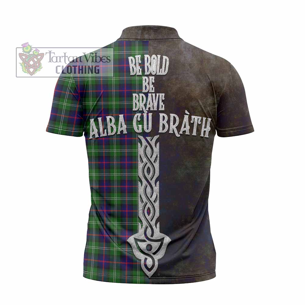 Tartan Vibes Clothing Sutherland Tartan Family Crest Zipper Polo Shirt Alba Gu Brath Be Brave Lion Ancient Style