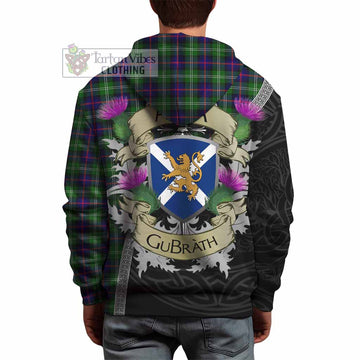 Sutherland Tartan Family Crest Hoodie Lion Rampant Royal Thistle Shield Celtic Inspired