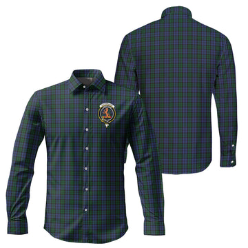 Sutherland Tartan Long Sleeve Button Up Shirt with Family Crest