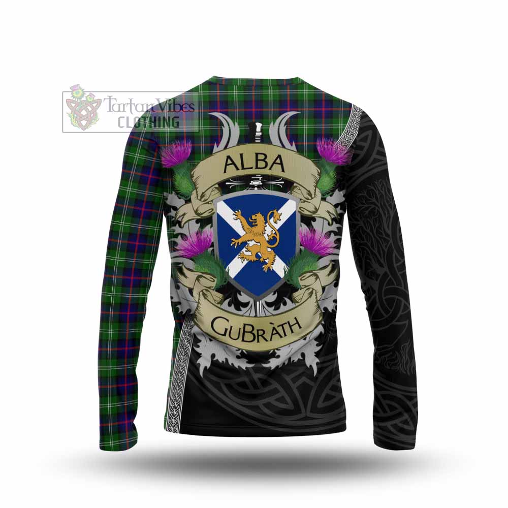 Tartan Vibes Clothing Sutherland Tartan Family Crest Long Sleeve T-Shirt Lion Rampant Royal Thistle Shield Celtic Inspired