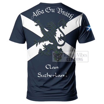 Tartan Vibes Clothing Sutherland Tartan Lion Rampant T-Shirt – Proudly Display Your Heritage with Alba Gu Brath and Clan Name
