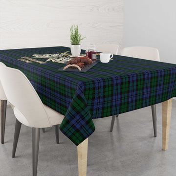 Sutherland Tartan Tablecloth with Clan Crest and the Golden Sword of Courageous Legacy