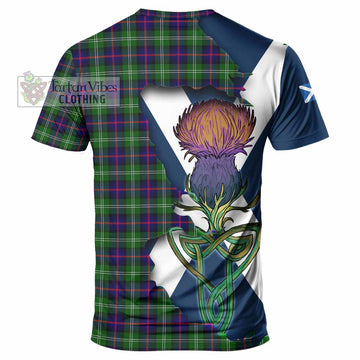 Tartan Vibes Clothing Sutherland Tartan Family Crest T-Shirt Scottish Thistle Celtic Inspired