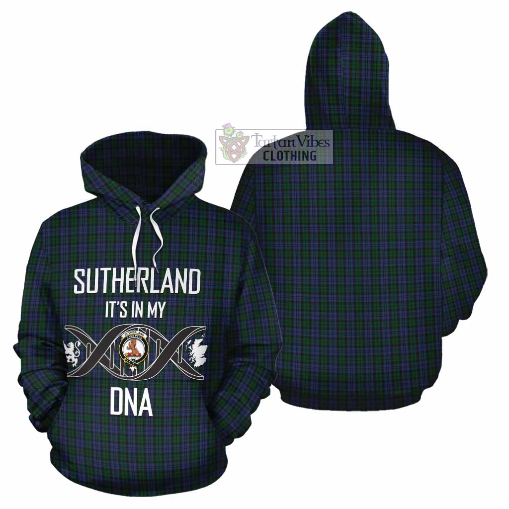 Tartan Vibes Clothing Sutherland Tartan Cotton Hoodie with Family Crest DNA In Me Style