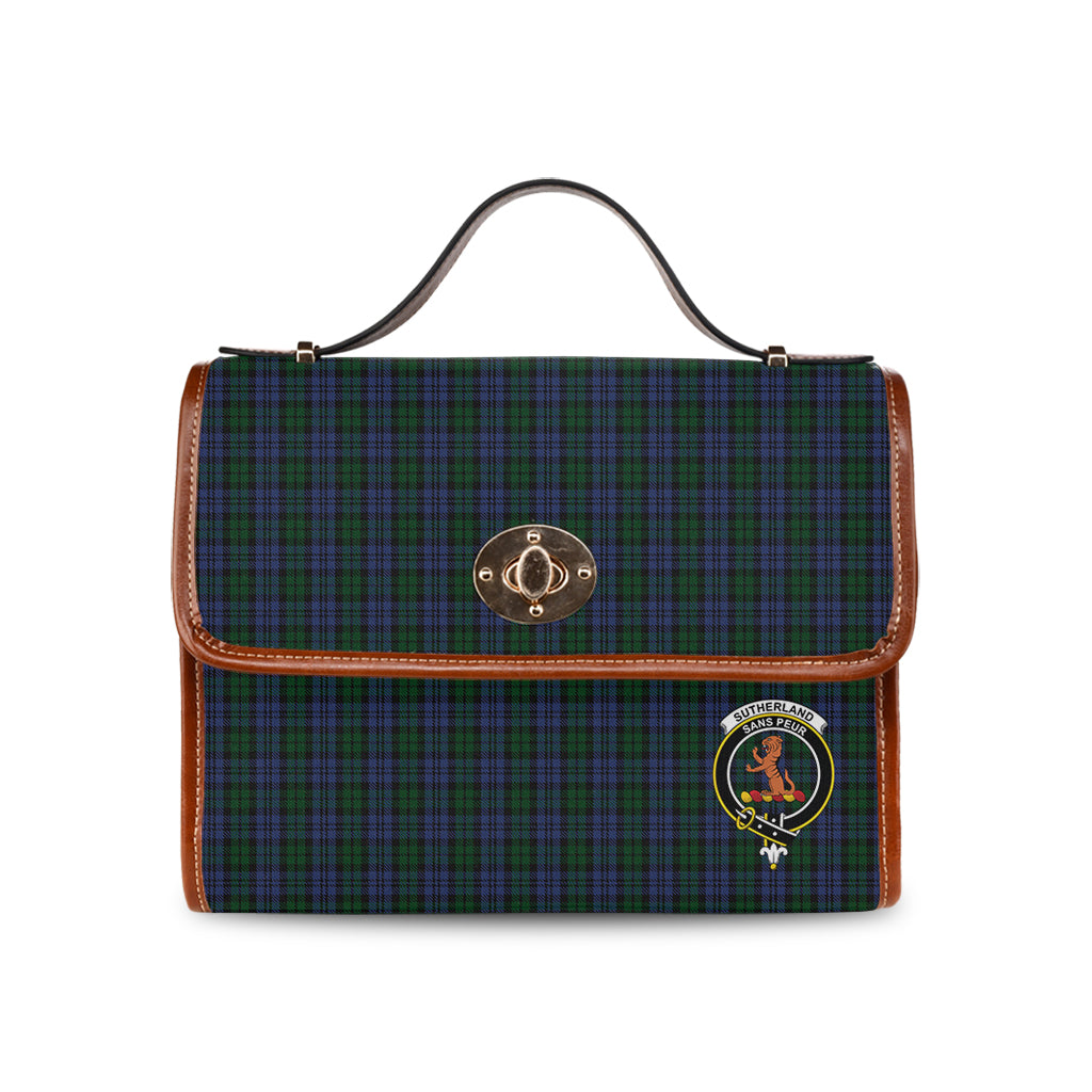 sutherland-tartan-leather-strap-waterproof-canvas-bag-with-family-crest