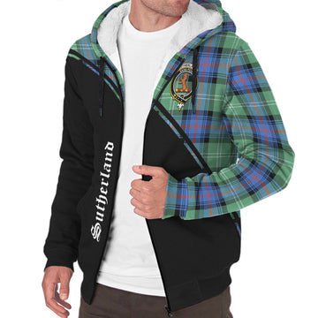Sutherland Ancient Tartan Sherpa Hoodie with Family Crest Curve Style