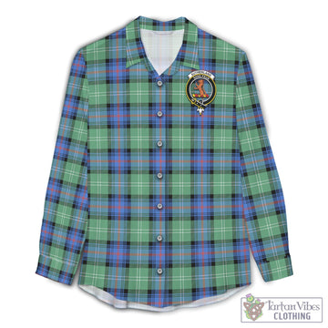 Sutherland Ancient Tartan Womens Casual Shirt with Family Crest