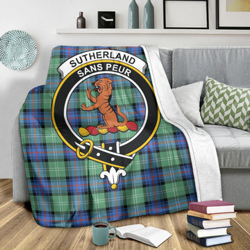 Sutherland Ancient Tartan Blanket with Family Crest
