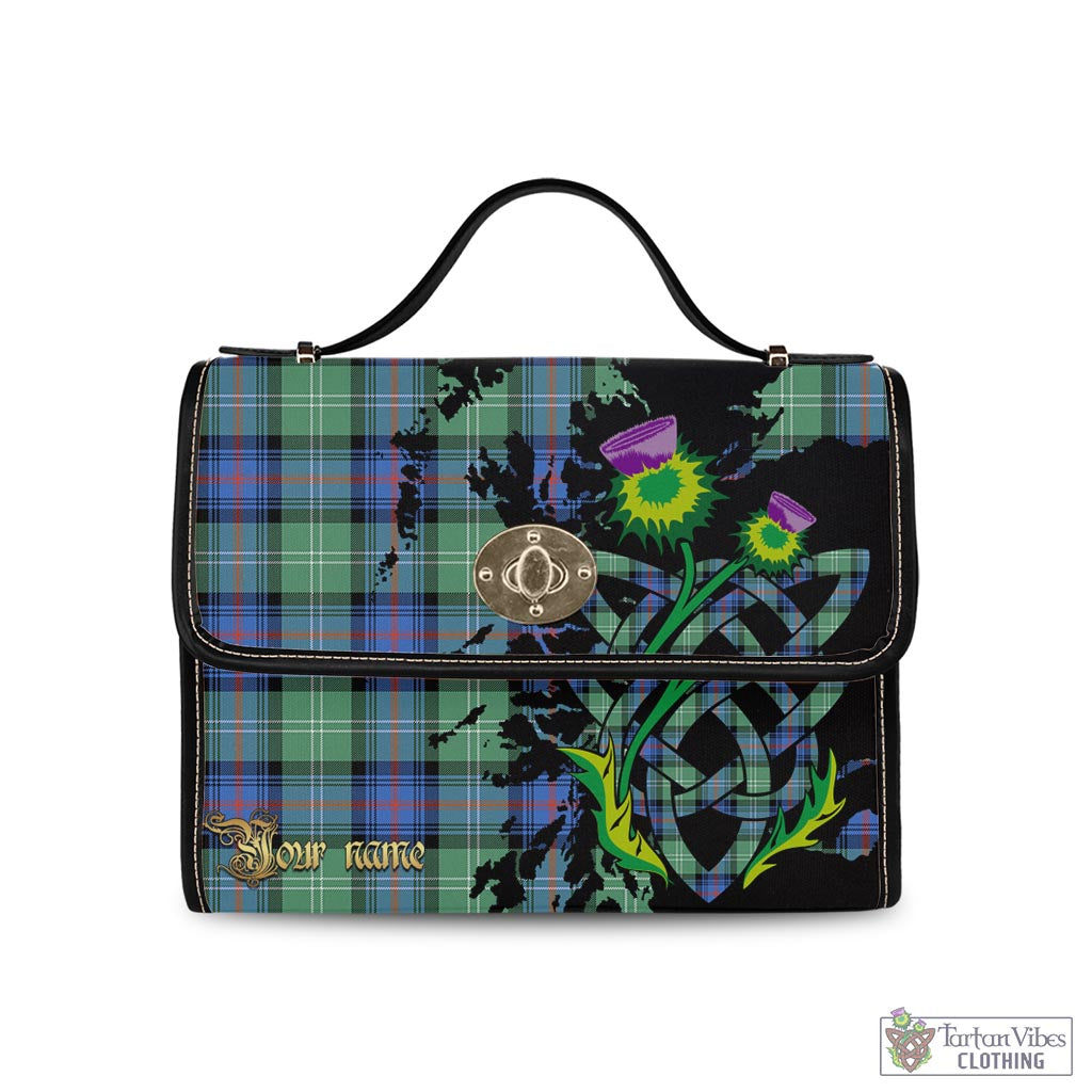 Tartan Vibes Clothing Sutherland Ancient Tartan Waterproof Canvas Bag with Scotland Map and Thistle Celtic Accents