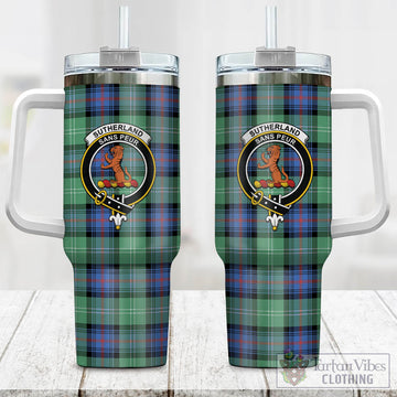 Sutherland Ancient Tartan and Family Crest Tumbler with Handle