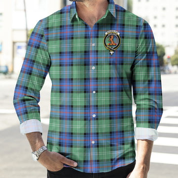 Sutherland Ancient Tartan Long Sleeve Button Up Shirt with Family Crest