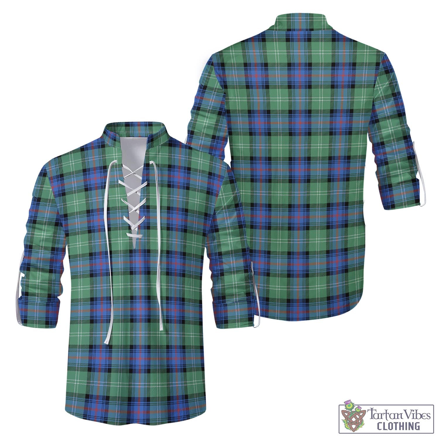 Tartan Vibes Clothing Sutherland Ancient Tartan Men's Scottish Traditional Jacobite Ghillie Kilt Shirt