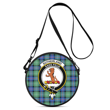 Sutherland Ancient Tartan Round Satchel Bags with Family Crest