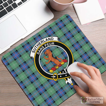 Sutherland Ancient Tartan Mouse Pad with Family Crest