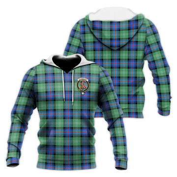 Sutherland Ancient Tartan Knitted Hoodie with Family Crest