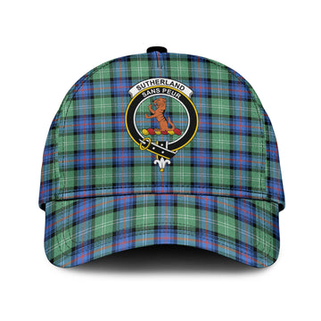 Sutherland Ancient Tartan Classic Cap with Family Crest