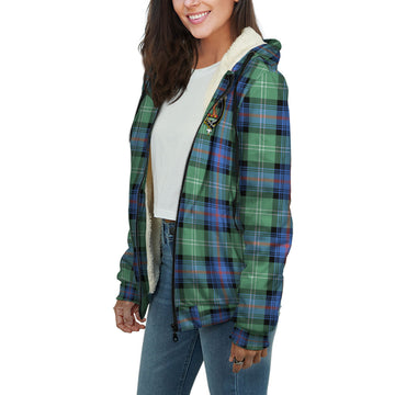 Sutherland Ancient Tartan Sherpa Hoodie with Family Crest