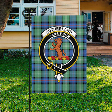 Sutherland Ancient Tartan Flag with Family Crest