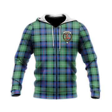 Sutherland Ancient Tartan Knitted Hoodie with Family Crest