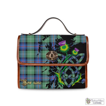 Sutherland Ancient Tartan Waterproof Canvas Bag with Scotland Map and Thistle Celtic Accents