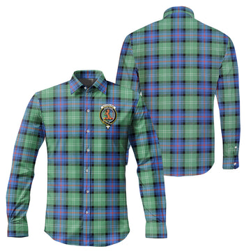 Sutherland Ancient Tartan Long Sleeve Button Up Shirt with Family Crest