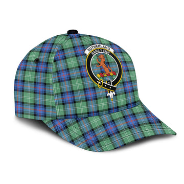 Sutherland Ancient Tartan Classic Cap with Family Crest