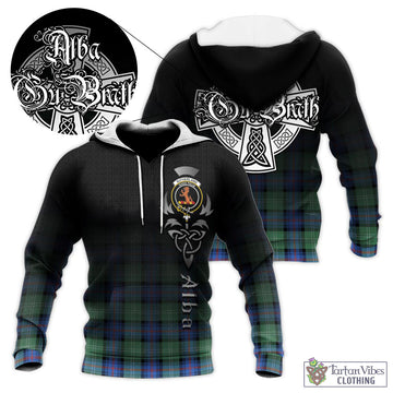 Sutherland Ancient Tartan Knitted Hoodie Featuring Alba Gu Brath Family Crest Celtic Inspired