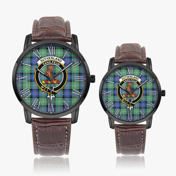 Sutherland Ancient Tartan Family Crest Leather Strap Quartz Watch
