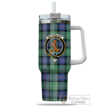 Sutherland Ancient Tartan and Family Crest Tumbler with Handle