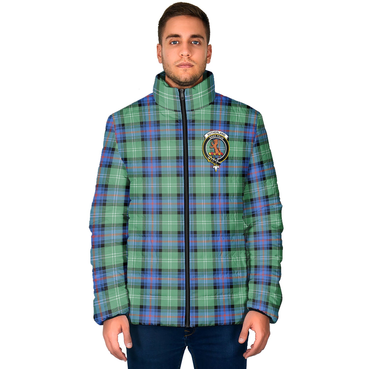 sutherland-ancient-tartan-padded-jacket-with-family-crest
