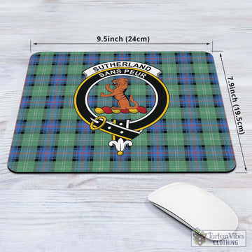 Sutherland Ancient Tartan Mouse Pad with Family Crest