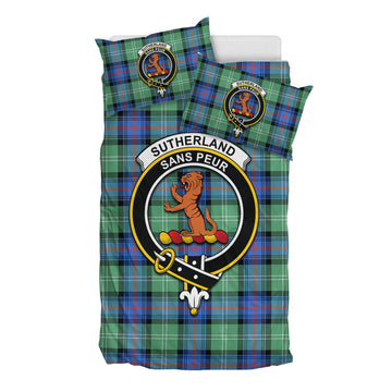 Sutherland Ancient Tartan Bedding Set with Family Crest