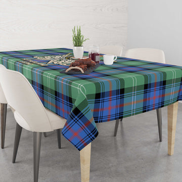 Sutherland Ancient Tartan Tablecloth with Clan Crest and the Golden Sword of Courageous Legacy