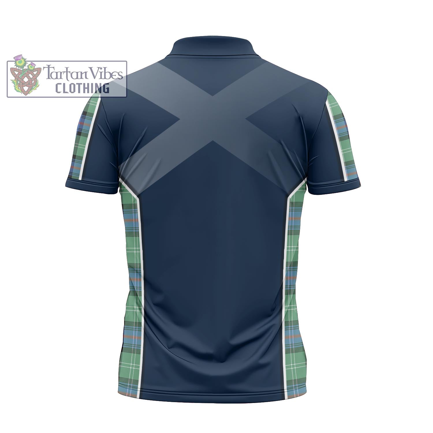 Tartan Vibes Clothing Sutherland Ancient Tartan Zipper Polo Shirt with Family Crest and Scottish Thistle Vibes Sport Style